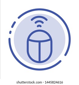 Mouse, Wifi, Computer Blue Dotted Line Line Icon