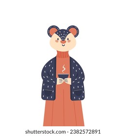 mouse with winter clothes on white background isolated