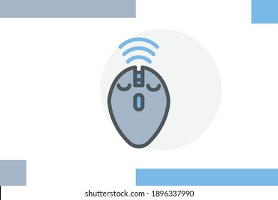 Mouse wireless icon filled line color concept related gadget and device elements