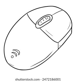ratón inalámbrico ilustración dibujado a mano contorno Vector aislado