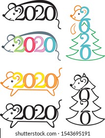 mouse year 2020 icon, 
new Year