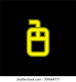 Mouse yellow glowing neon ui ux icon. Glowing sign logo vector