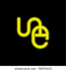 Mouse yellow glowing neon ui ux icon. Glowing sign logo vector