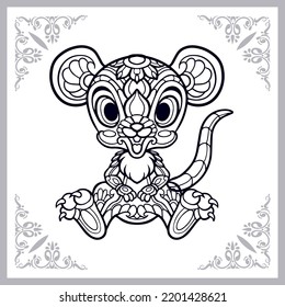 Mouse zentangle arts isolated on white background