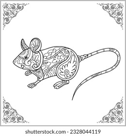 Mouse zentangle arts isolated on white background of illustration