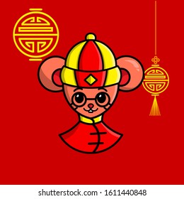 the mouse zodiac symbol of chinese lunar new year cartoon logo mascot
