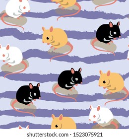 mouses animals cute blue vector seamless pattern. Concept for print, web design, cards, textile