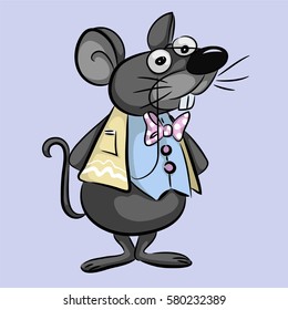 Mouse.Smart mouse cartoon - vector illustration.Cute cartoon mouse - vector illustration.