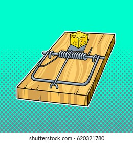 Mousetrap comic book pop art retro style vector illustration