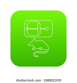 Mousetrap icon green vector isolated on white background