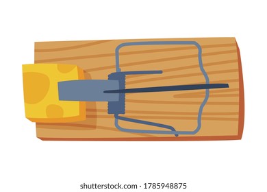 Mousetrap, Pest Control and Extermination Equipment Vector Illustration on White Background