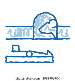 Mousetrap sketch icon vector. Hand drawn blue doodle line art Mousetrap sign. isolated symbol illustration