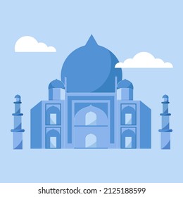 Mousque icon vector. Ramadan day. Moslem mosque with blue flat color
