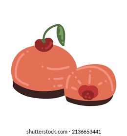 Mousse cakes. Vector hand draw cartoon illustration.
