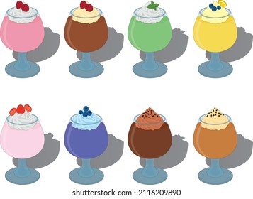 Mousse dessert  recipes in brandy glass vector illustration