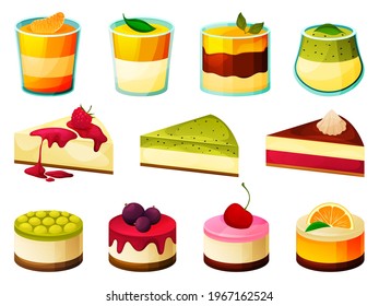 Mousse in glass, jelly cake, souffle or pudding