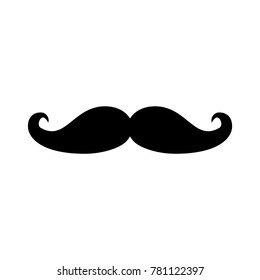 Moustach black color Retro or vintage style in flat