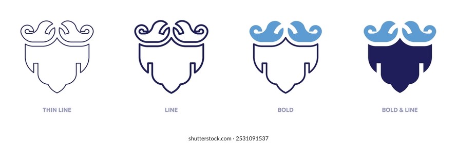 Moustache balm icon in 4 different styles. Thin Line, Line, Bold, and Bold Line. Duotone style. Editable stroke.