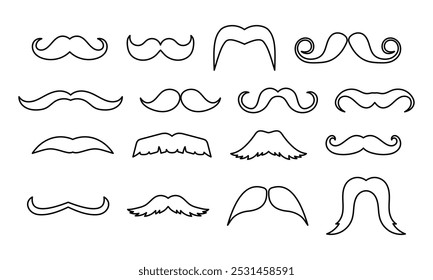 moustache black line vector design isolated white background