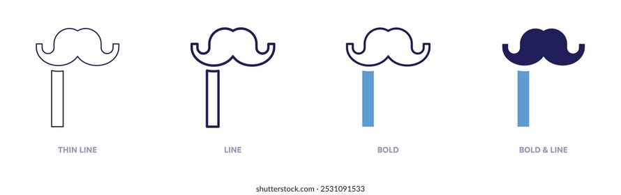 Moustache brush icon in 4 different styles. Thin Line, Line, Bold, and Bold Line. Duotone style. Editable stroke.