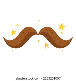 moustache cartoon icon flat isolated