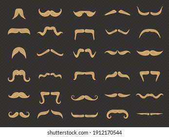 Moustache collection. Shaved gentlemen set barbershop symbols recent vector moustache icons