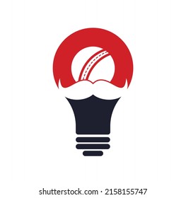 Moustache cricket bulb shape concept vector icon design. Strong cricket vector logo design.