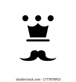 icono de la corona bigote ilustración de glifo estilo vectorial. conjunto de iconos del día del padre.