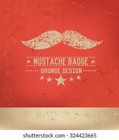 Moustache design on red background, grunge vector