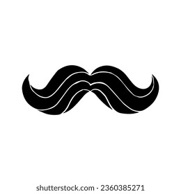 Moustache doodle illustration. Hand drawn sketch style. Black simple silhouette facial hair. Isolated on white background vector