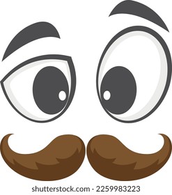 Emoji bigote. Cara masculina cómica. Emoticono de dibujos animados