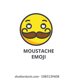 moustache emoji vector line icon, sign, illustration on background, editable strokes