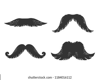 Moustache engraving vector illustration. Scratch board style imitation. Black and white hand drawn image.