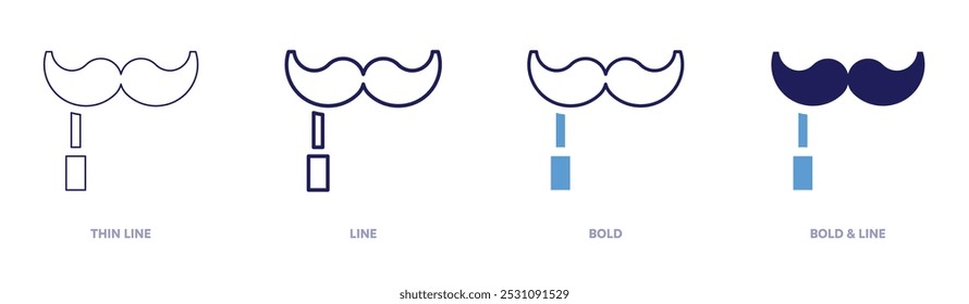 Moustache filter costume icon in 4 different styles. Thin Line, Line, Bold, and Bold Line. Duotone style. Editable stroke.