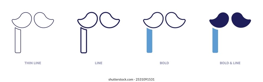 Moustache filter icon in 4 different styles. Thin Line, Line, Bold, and Bold Line. Duotone style. Editable stroke.