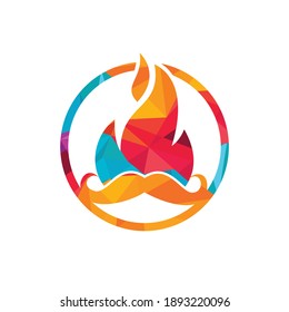 Moustache fire vector logo design template.	
