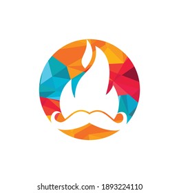 Moustache fire vector logo design template.	

