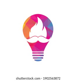 Moustache fire vector logo design template. Mustache fire and bulb icon design