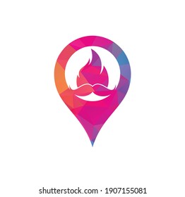 Moustache fire vector logo design template. Mustache fire and gps icon design