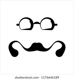 Moustache And Glasses Icon, Mustache And Glasses Icon Vector Art Illustration