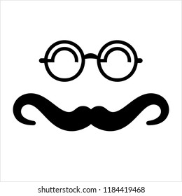 Moustache And Glasses Icon, Mustache And Glasses Icon Vector Art Illustration