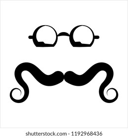 Moustache And Glasses Icon, Mustache And Glasses Icon Vector Art Illustration