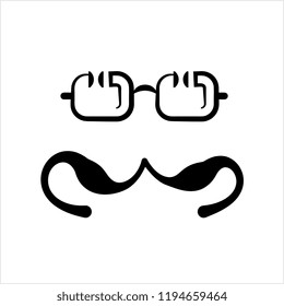 Moustache And Glasses Icon, Mustache And Glasses Icon Vector Art Illustration