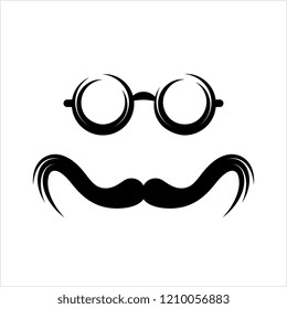 Moustache And Glasses Icon, Mustache And Glasses Icon Vector Art Illustration