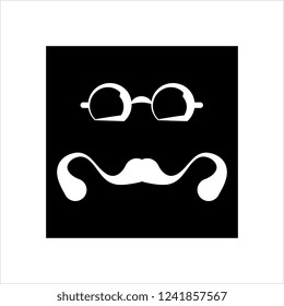 Moustache And Glasses Icon, Mustache And Glasses Icon Vector Art Illustration