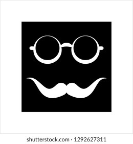 Moustache And Glasses Icon, Mustache And Glasses Icon Vector Art Illustration