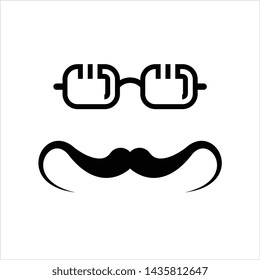 Moustache And Glasses Icon, Mustache And Glasses Icon Vector Art Illustration