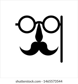 Moustache And Glasses Icon, Mustache And Glasses Icon Vector Art Illustration