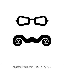 Moustache And Glasses Icon, Mustache And Glasses Icon Vector Art Illustration