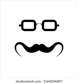 Moustache And Glasses Icon, Mustache And Glasses Icon Vector Art Illustration